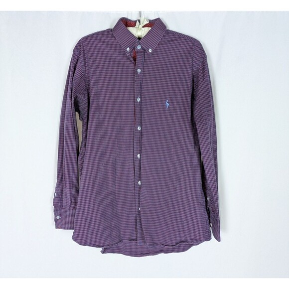 Tailorbyrd Button Down L Men's Purple Plaid Contrasting Cuffs Long Sleeve Preppy - Picture 1 of 9